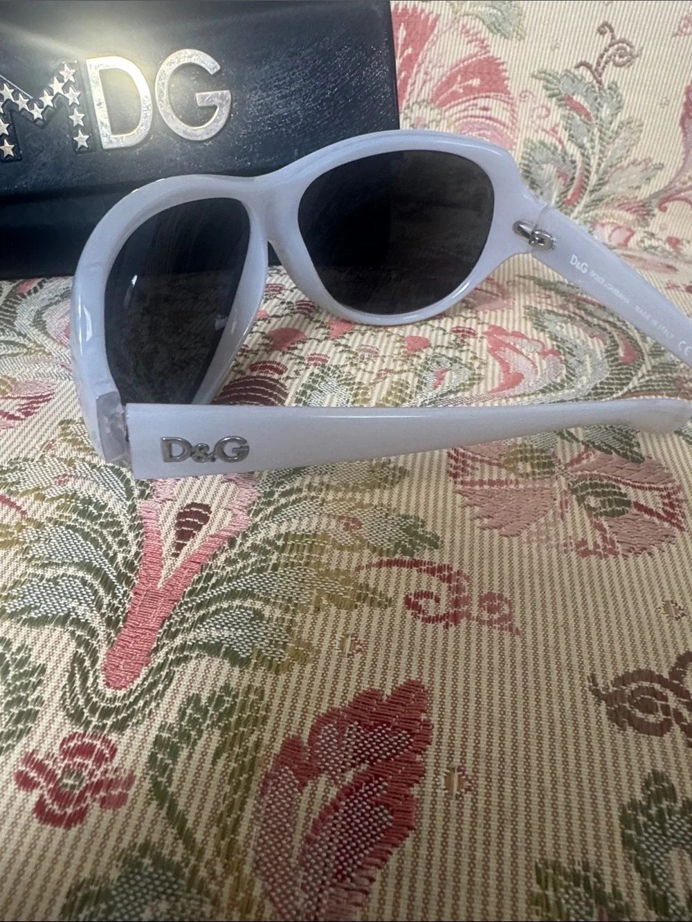 Dolce & Gabbana White Cat-Eye Sunglasses with Black Lenses- never worn